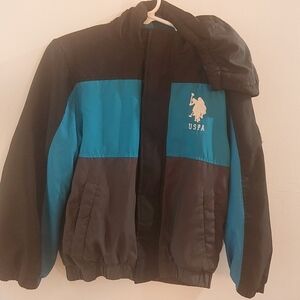 U.S. Polo Assn. Black and Blue Colorblock Puffer Jacket